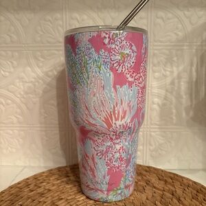 Lilly Pulitzer Vibrant Floral Tumbler with Straw